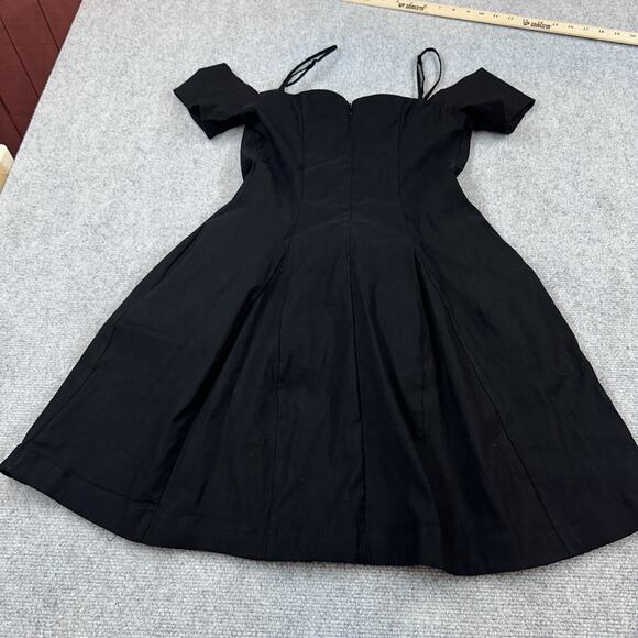 Anthropologie Maeve Off The Shoulder Bow Mini Dress Black S Tulle Pin Up Flare - Picture 12 of 14
